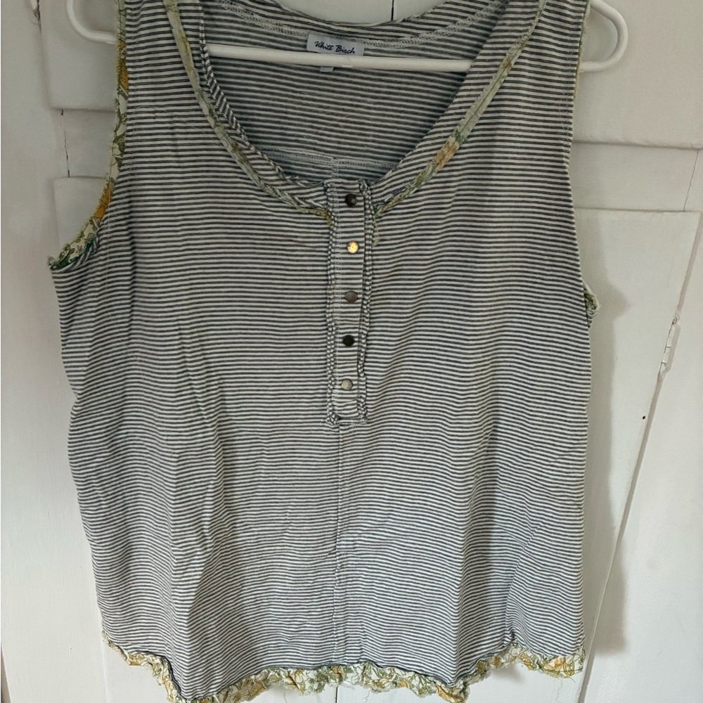 White Birch Black and White Striped Sleeveless Top